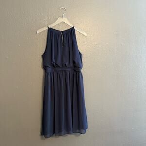 Adrianna Papell Navy Blue Halter Knee Length Dress Size 10